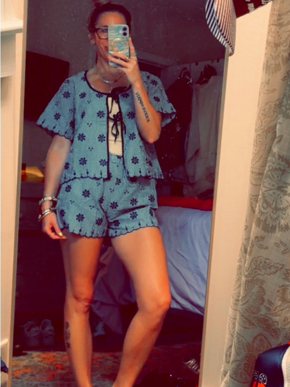 Very J Summer Navy Embroidered Set